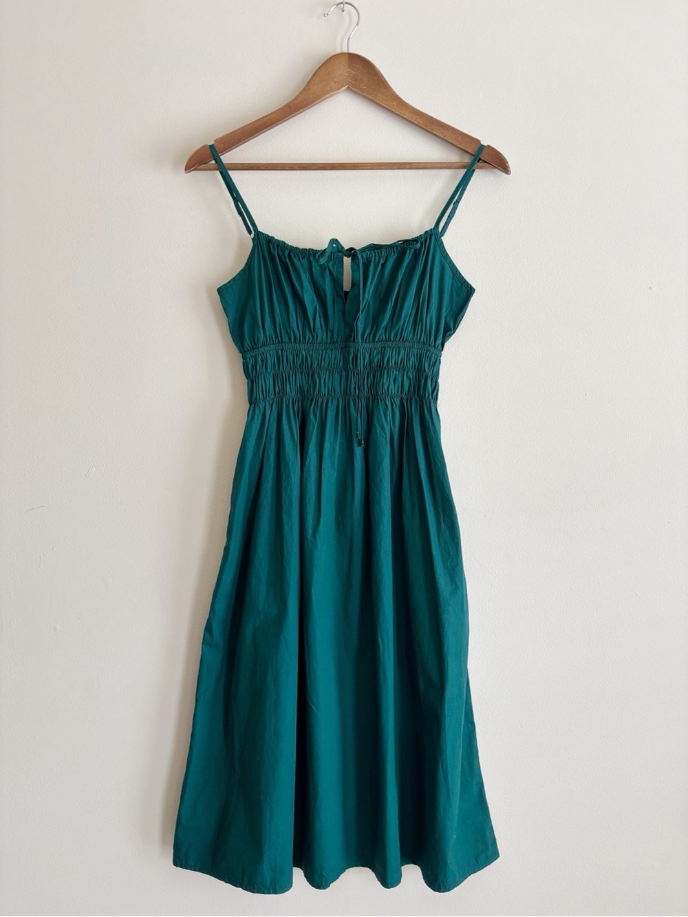 Quince Garden Green Organic Cotton Keyhole Midi Dress XS NEW NWT